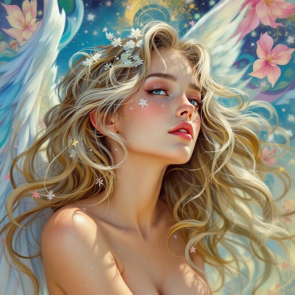 Gorgeous Angel in Art Nouveau Style