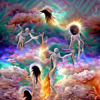 Ethereal Souls Ascending to Heaven