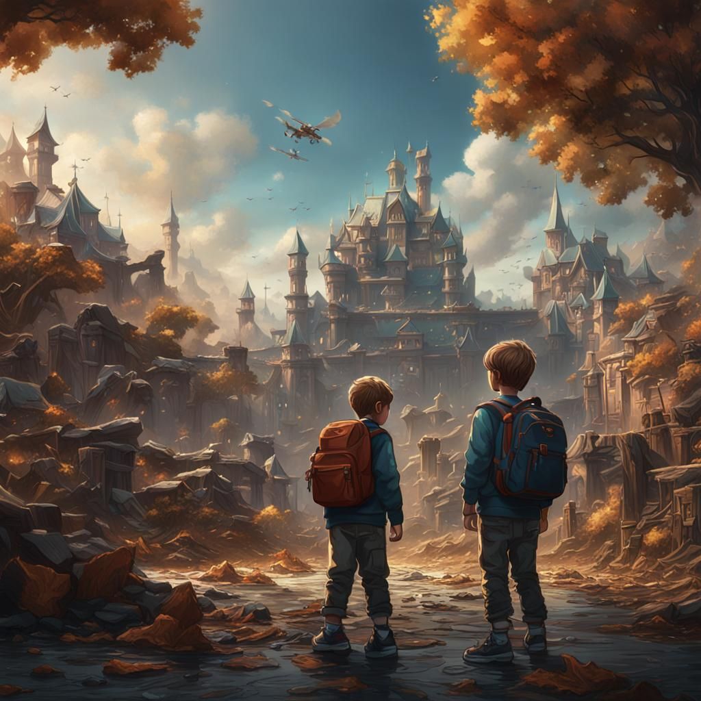 Bullying Scene in Detailed Matte Painting Style