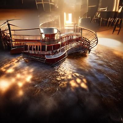Detailed Riverboat Concept Art in Hyperrealism