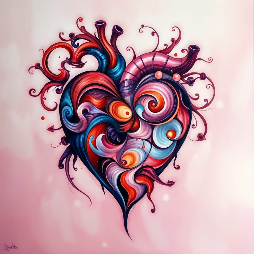 Abstract Heart Motif in Vibrant Colors
