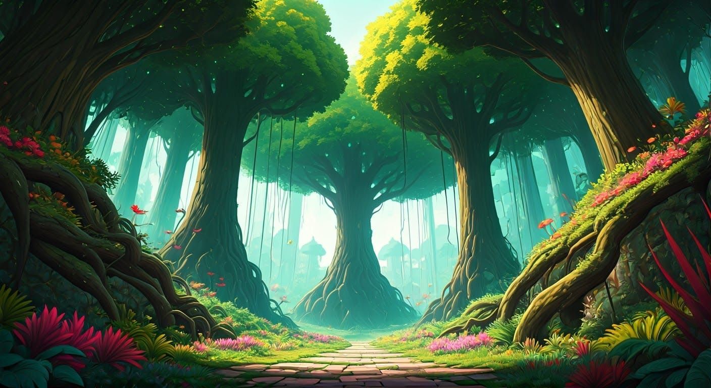 Surreal Woodland Defies Gravity in a Dreamlike Fantasy Realm