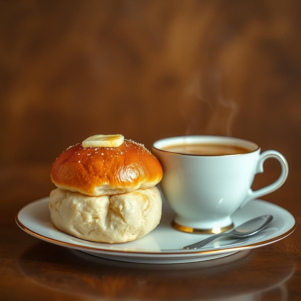 Mouthwatering Fluffy Buns with Latte, Food Photography