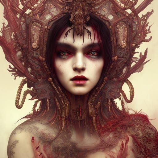 Detailed Portrait of a Beautiful Demonic Woman