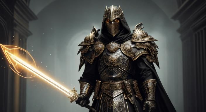 God King Templar Knight in Baroque Hallway