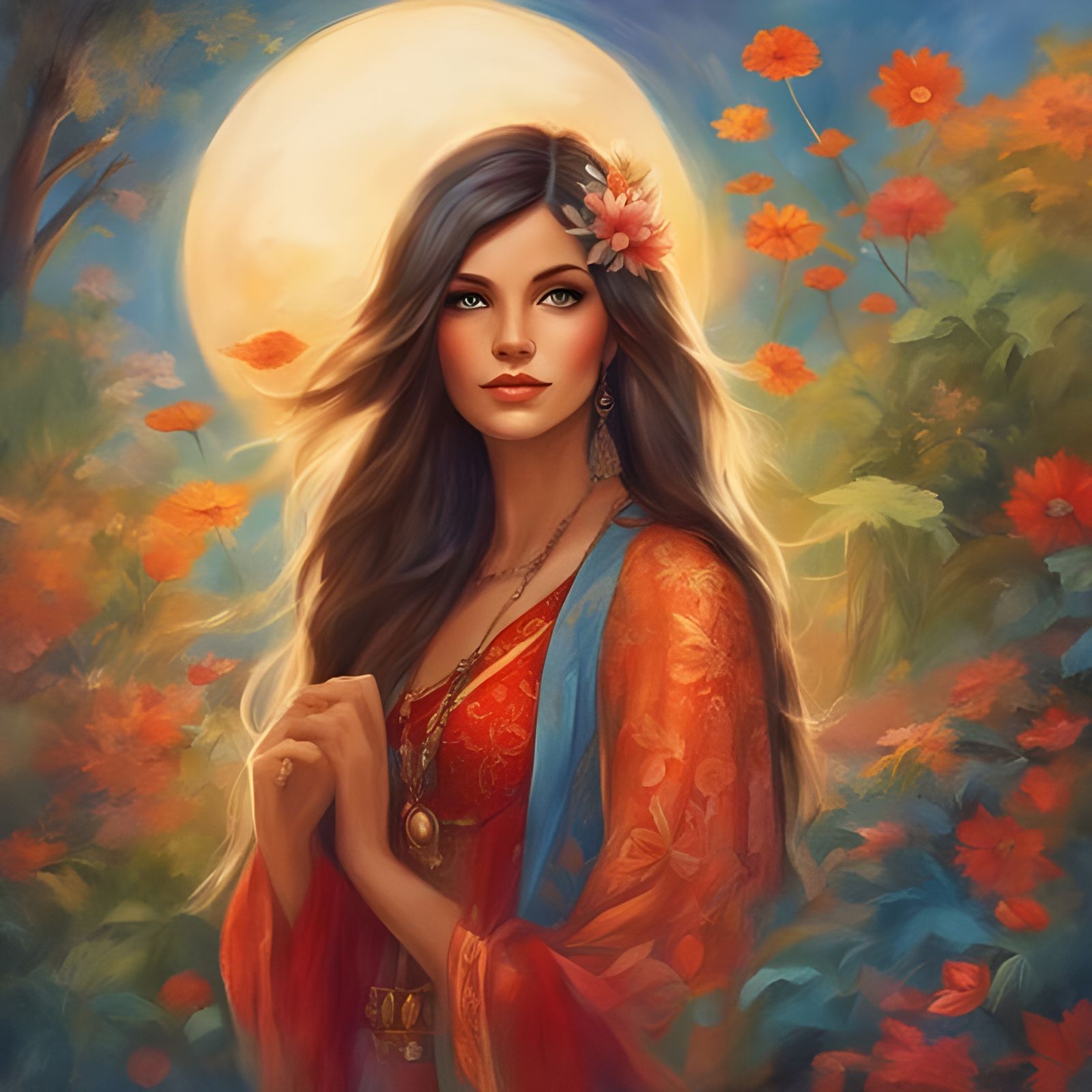 1960s American Hippie Portrait, Alluring and Pretty