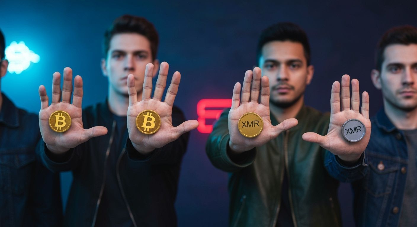 Diverse People with Crypto Symbols in Cyberpunk Style