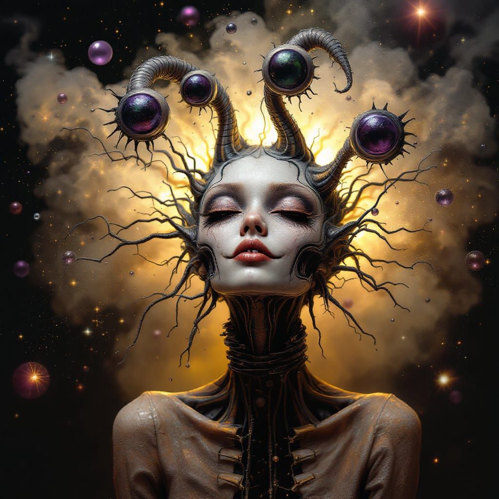 Exuberant Alien Characters in Bizarre Cosmic Dreamscape