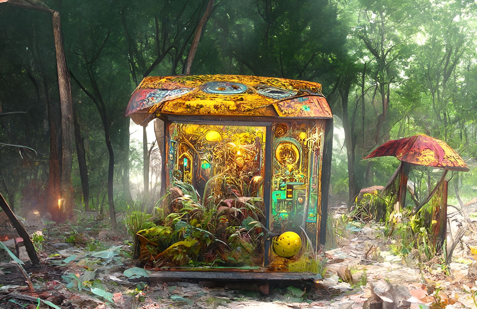 Jungle Fortune Teller Machine in Fantasy Sci-Fi Style