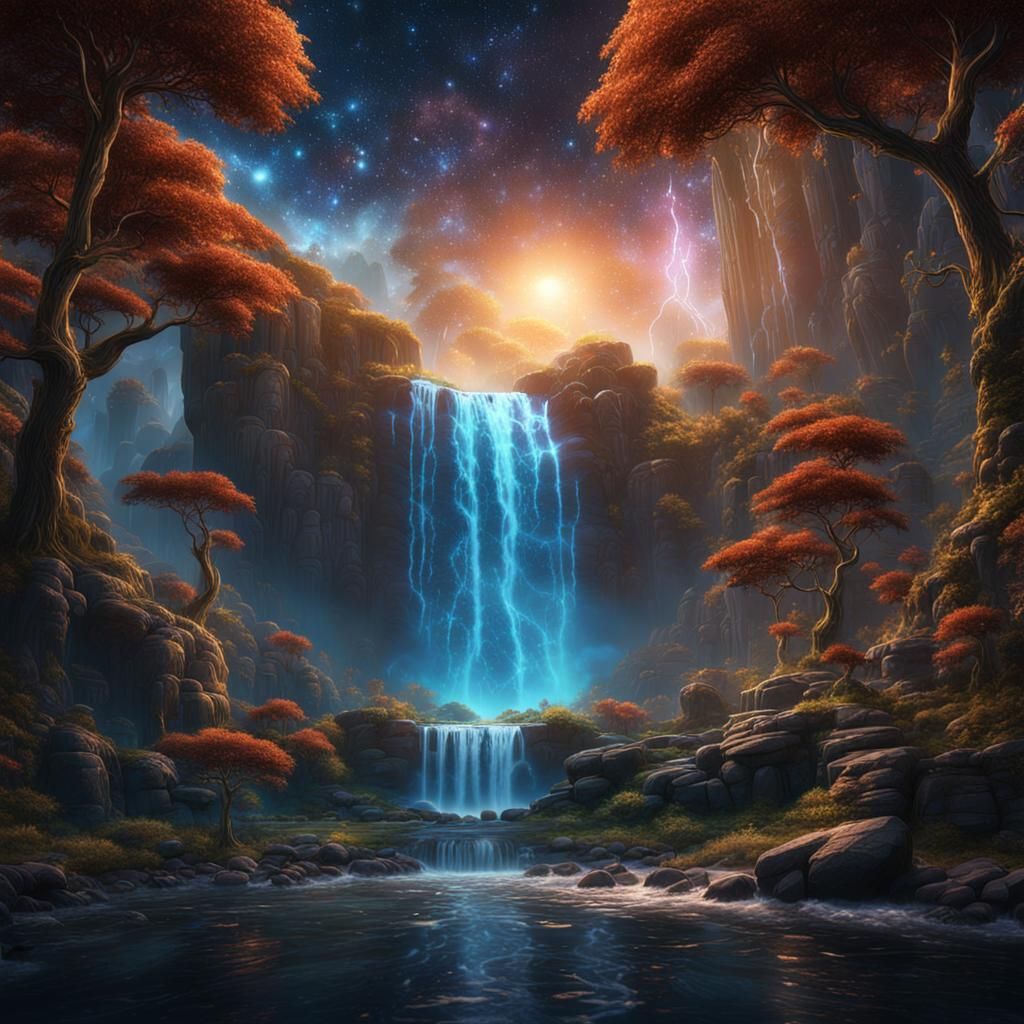 Waterfall of Stars: Fantasy Concept Art