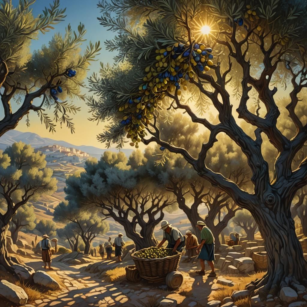Arcadian Olive Harvest in Fantasy Concept Art