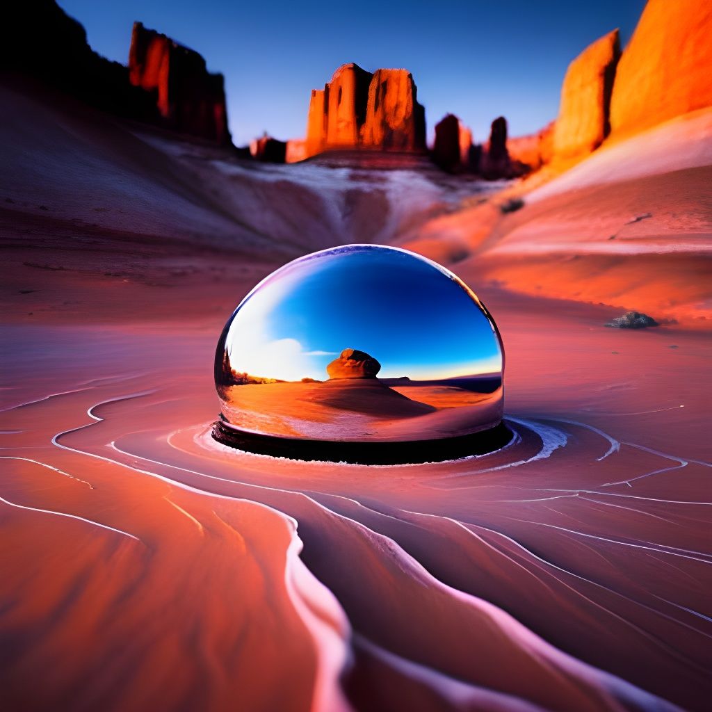 Reflective Dome in Utah Desert, Illustrated