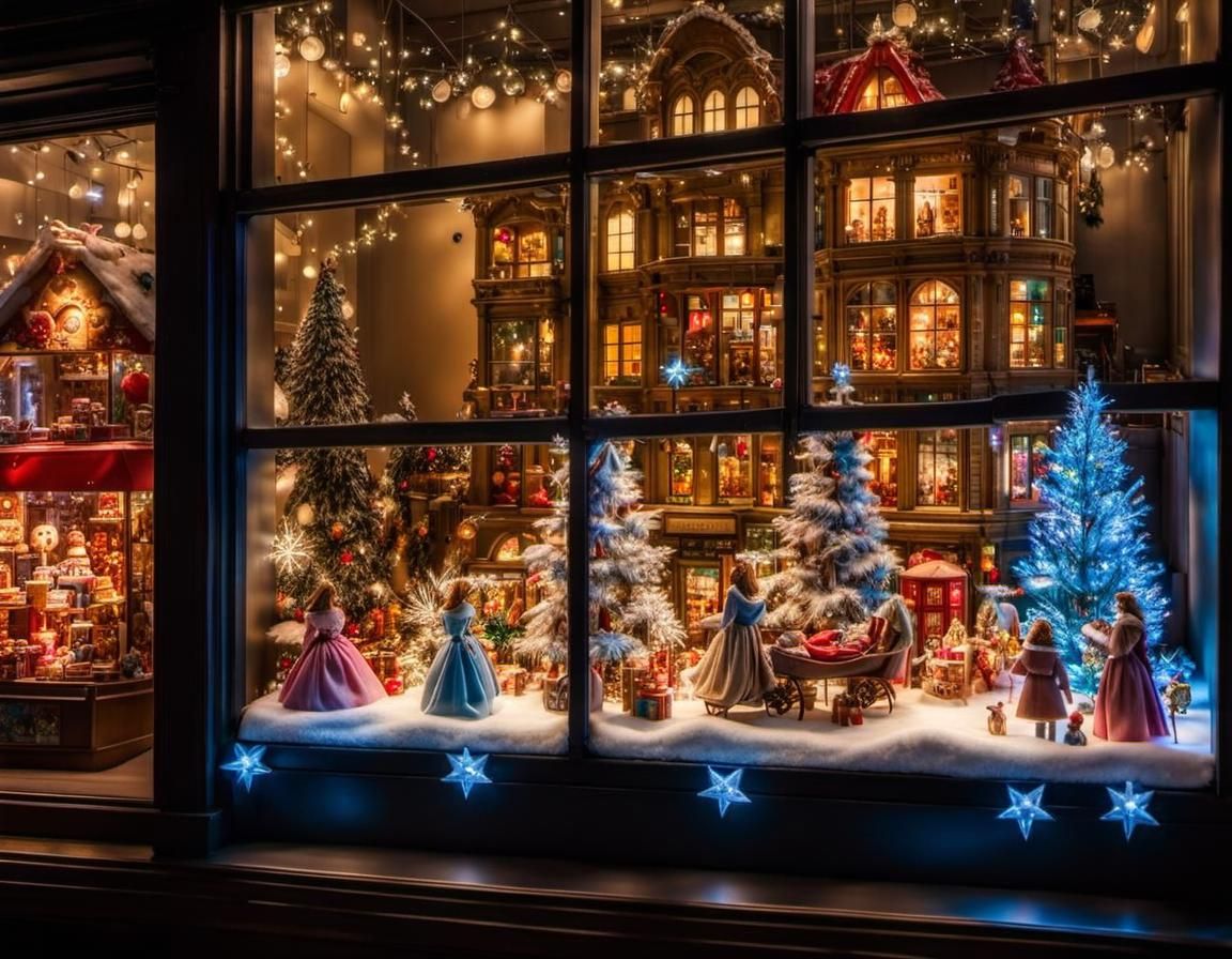 Enchanted Toy Store Window at Night