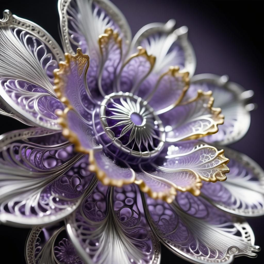 Radiant Silver Filigree Flower Sculpture