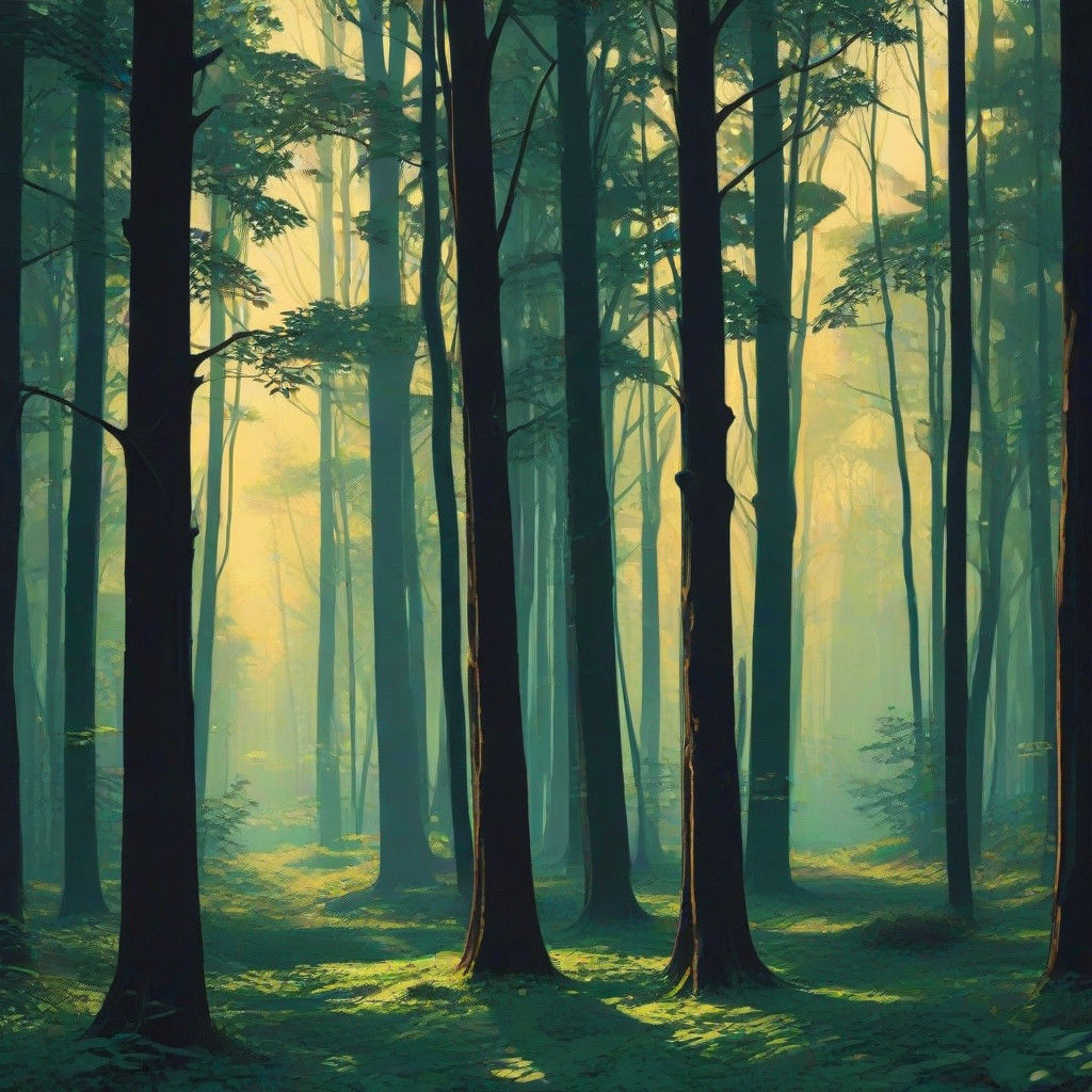 Bold Forest Scene in Vibrant Pop Art Style