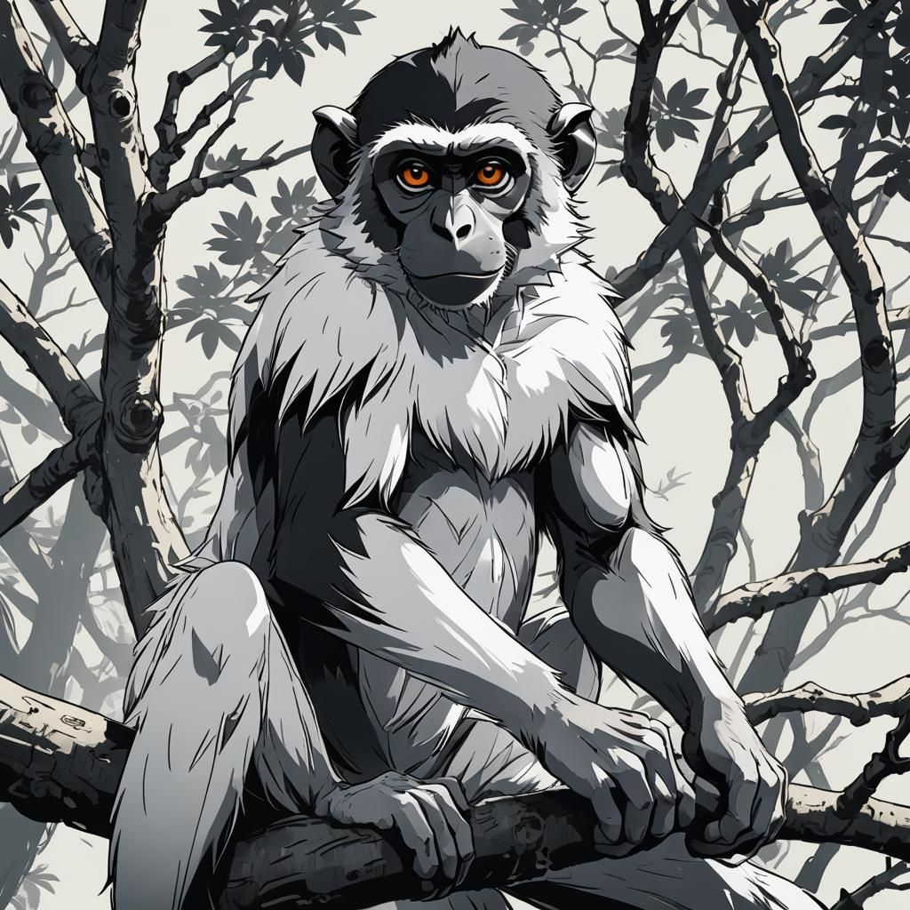 Anime Monkey in Cel-Shaded Studio Trigger Style