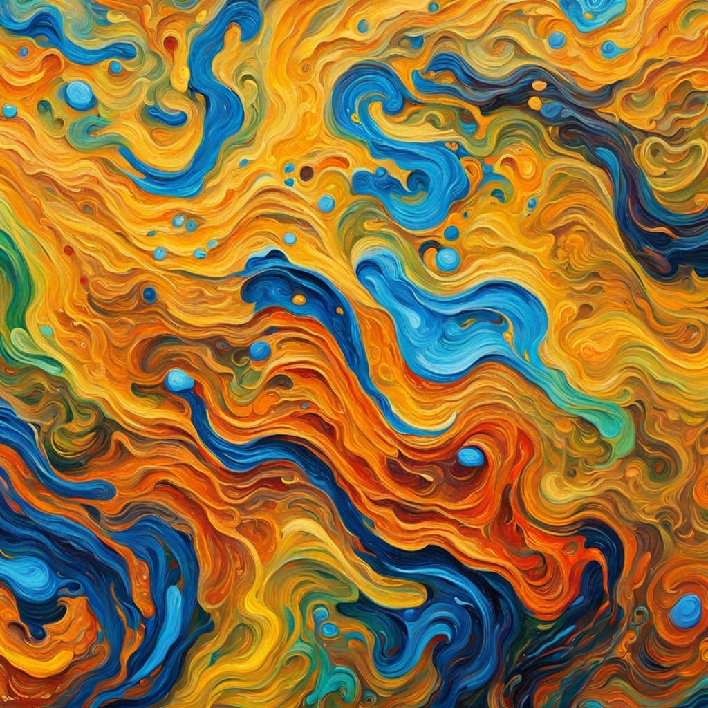 Electrolyte in Beaker as Impasto Oil Painting