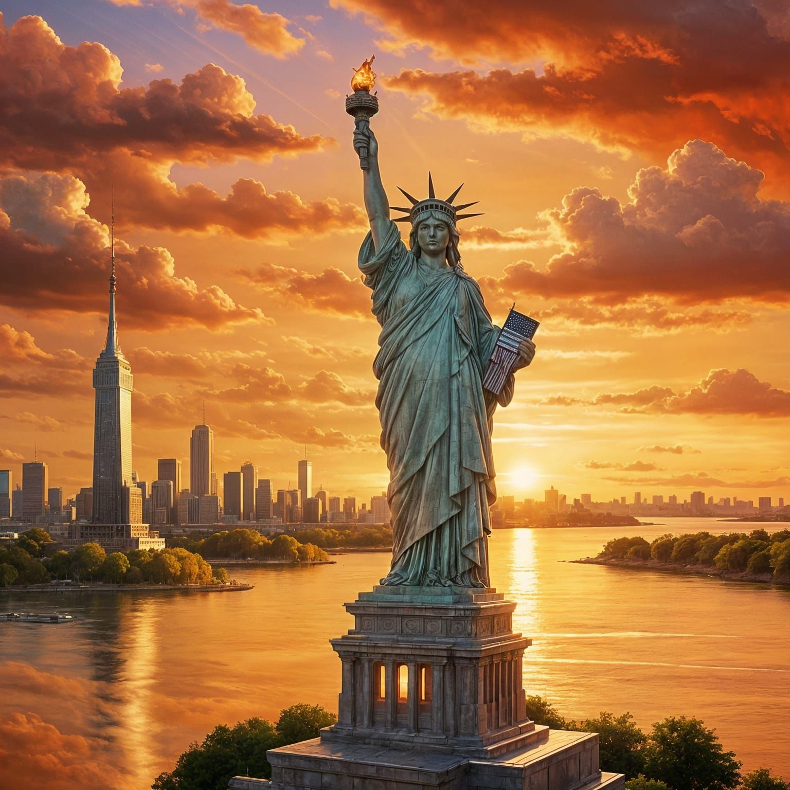 Statue of Liberty in Patriotic American Realism