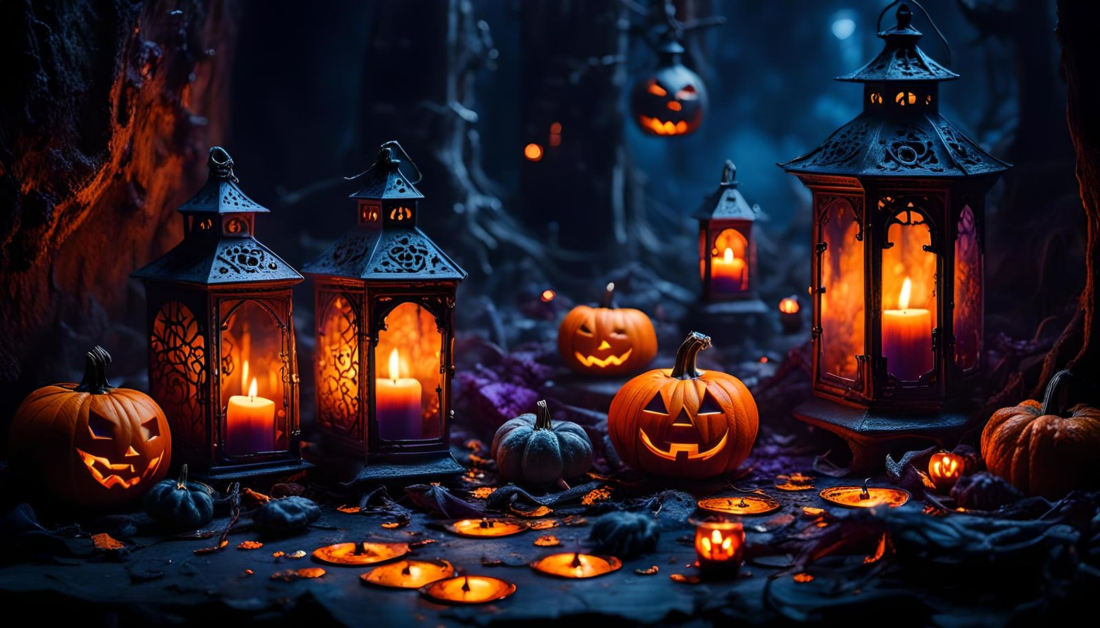 Halloween Words on a Scare Background in Detailed Matte Pain...