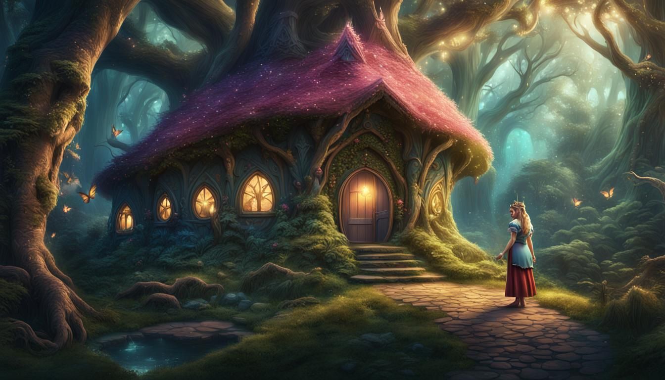Fairy Princess in Magical Forest: Detailed Matte Painting
