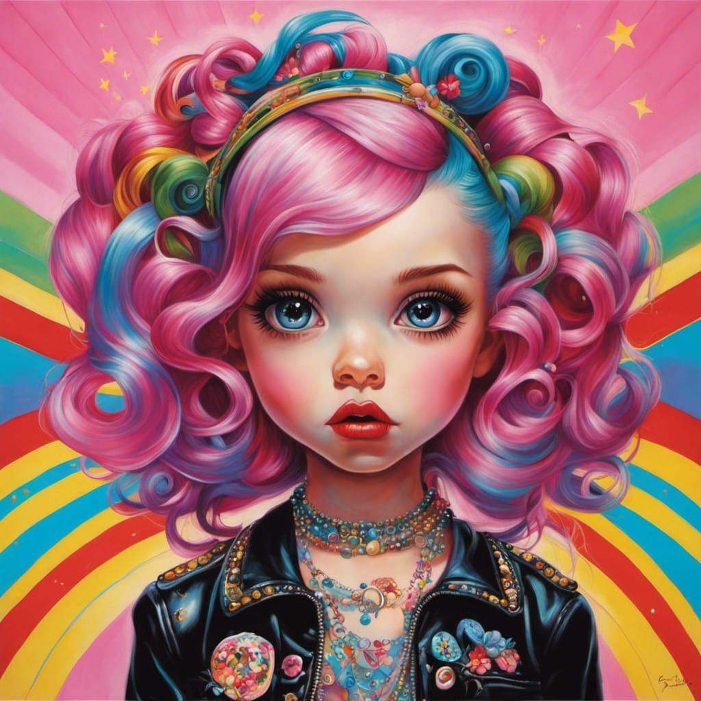 Colorful Punk Girl Illustration in Pop Surrealist Style