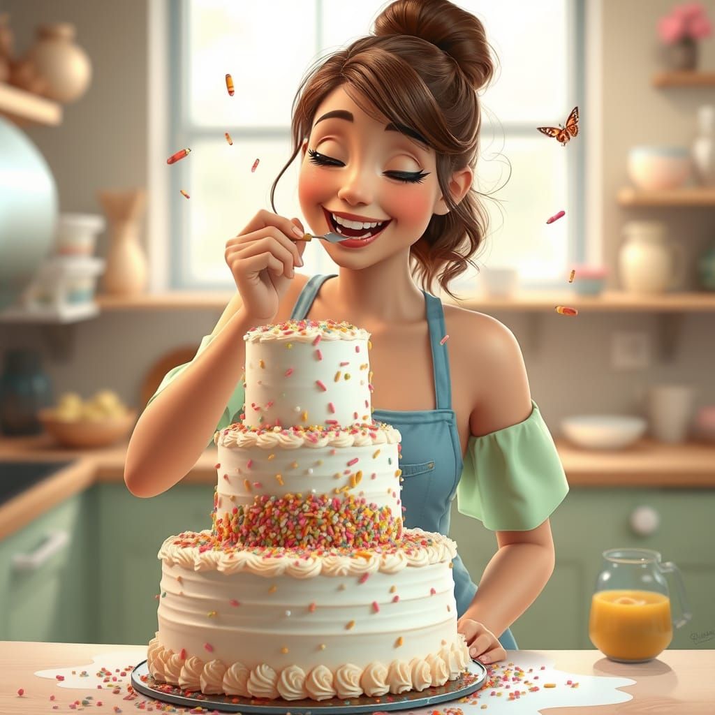 Whimsical Bakery Scene in a Pixar-Style Art