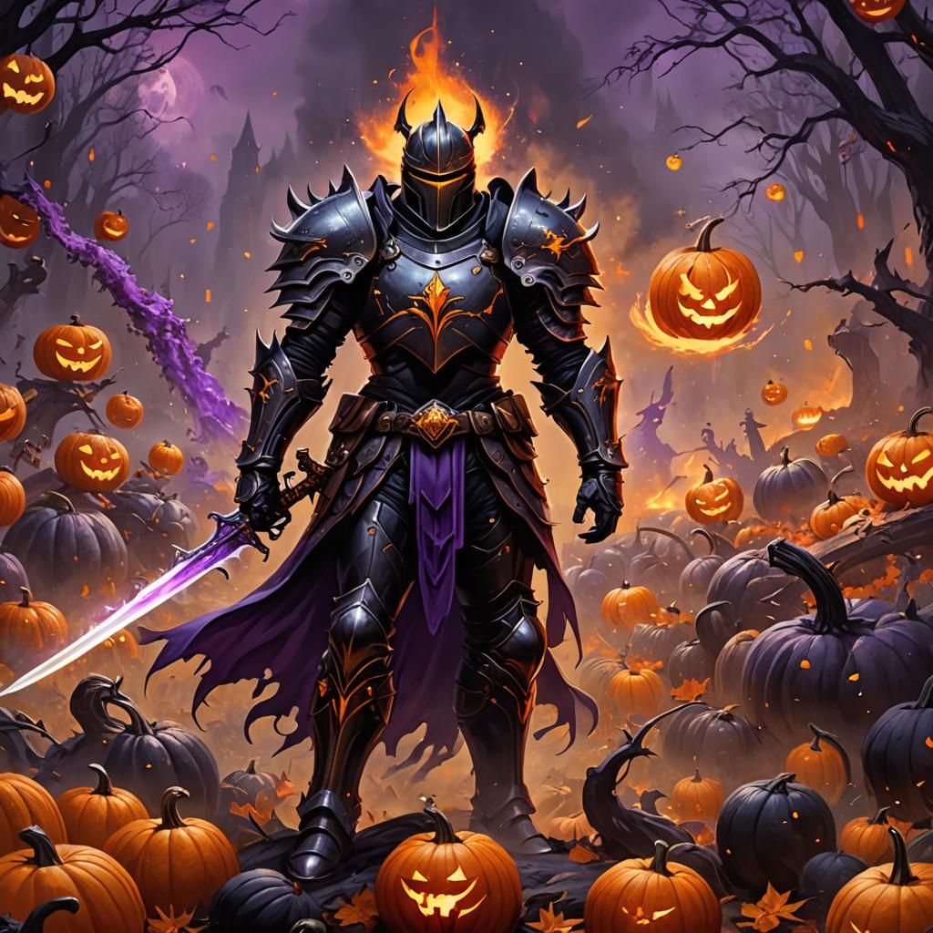 Halloween Knight in Dark Fantasy Style