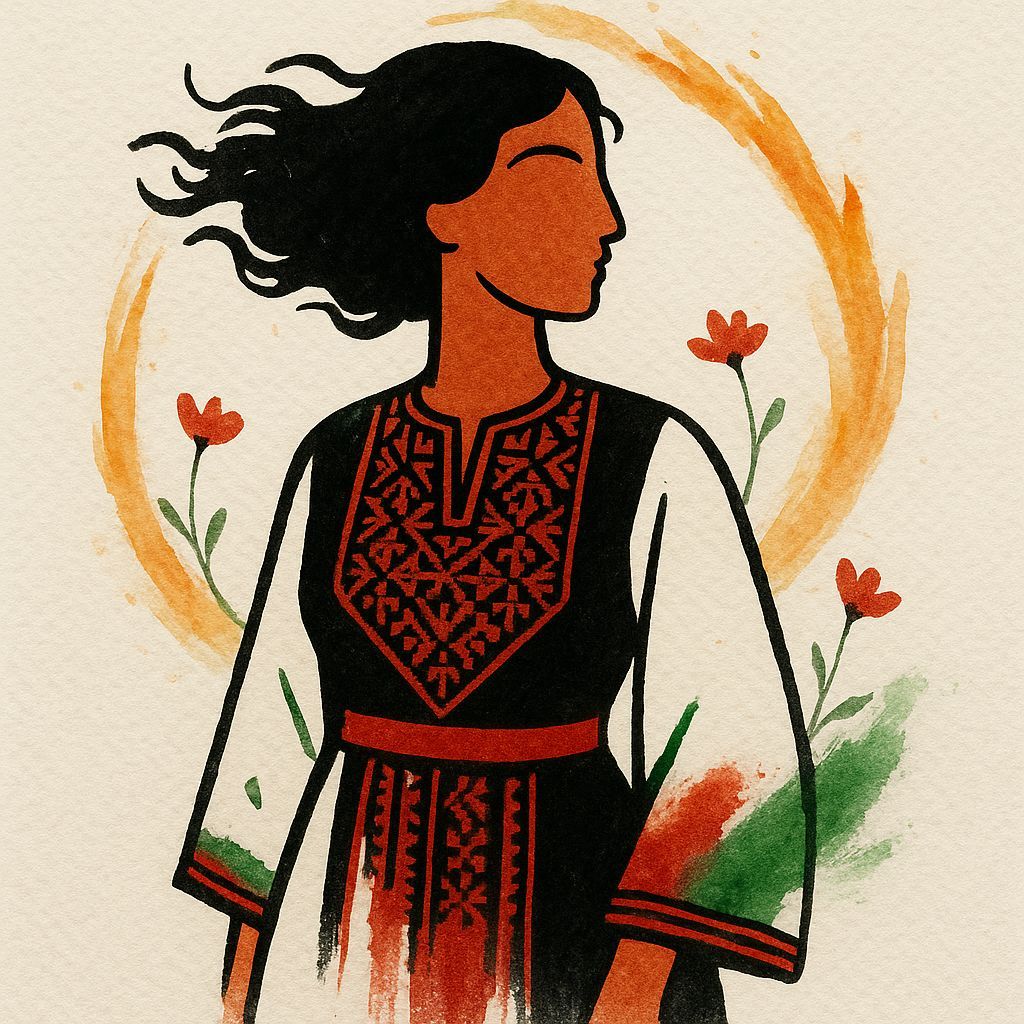 Minimalist Portrait of Arabic Woman in Traditional Dress