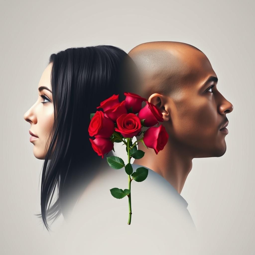 Ethereal Double Exposure: Woman, Man, and Roses