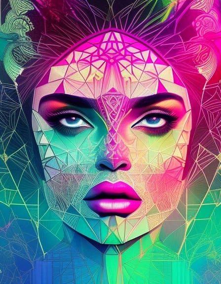 Intricate Geometric Art in Vibrant Muted Colors