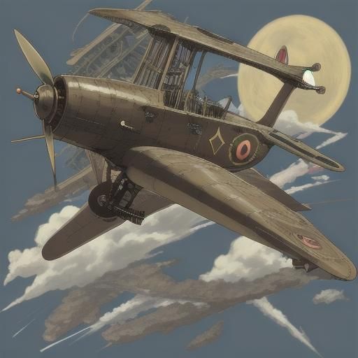 Steampunk Bomber Plane in Anime Style