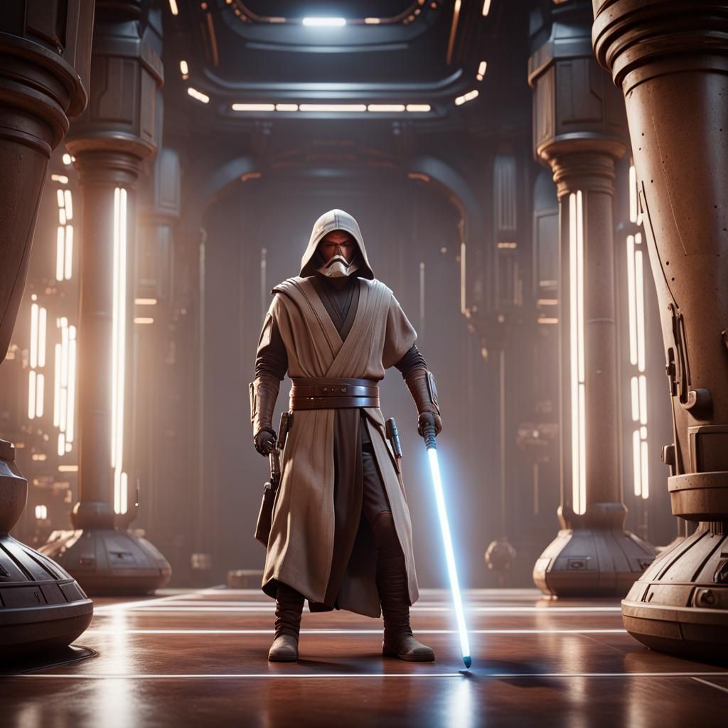 Jedi Knight in 3D Cinematic Style