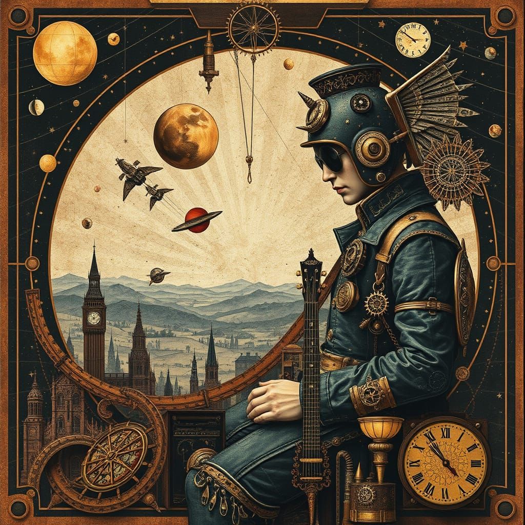 Intricate Steampunk Inventor in Cosmic Mannerist Style