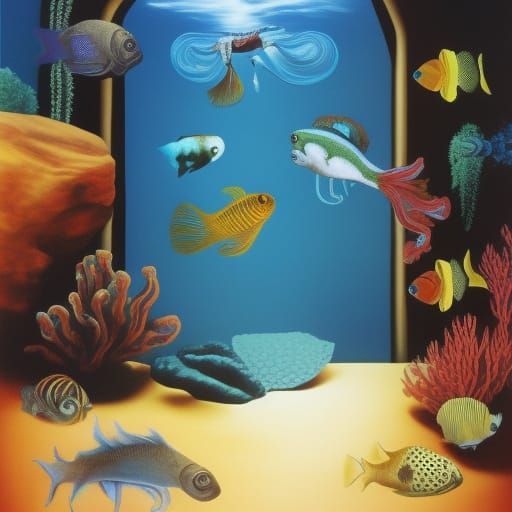 Surreal Tropical Fish Aquarium in Dali Style