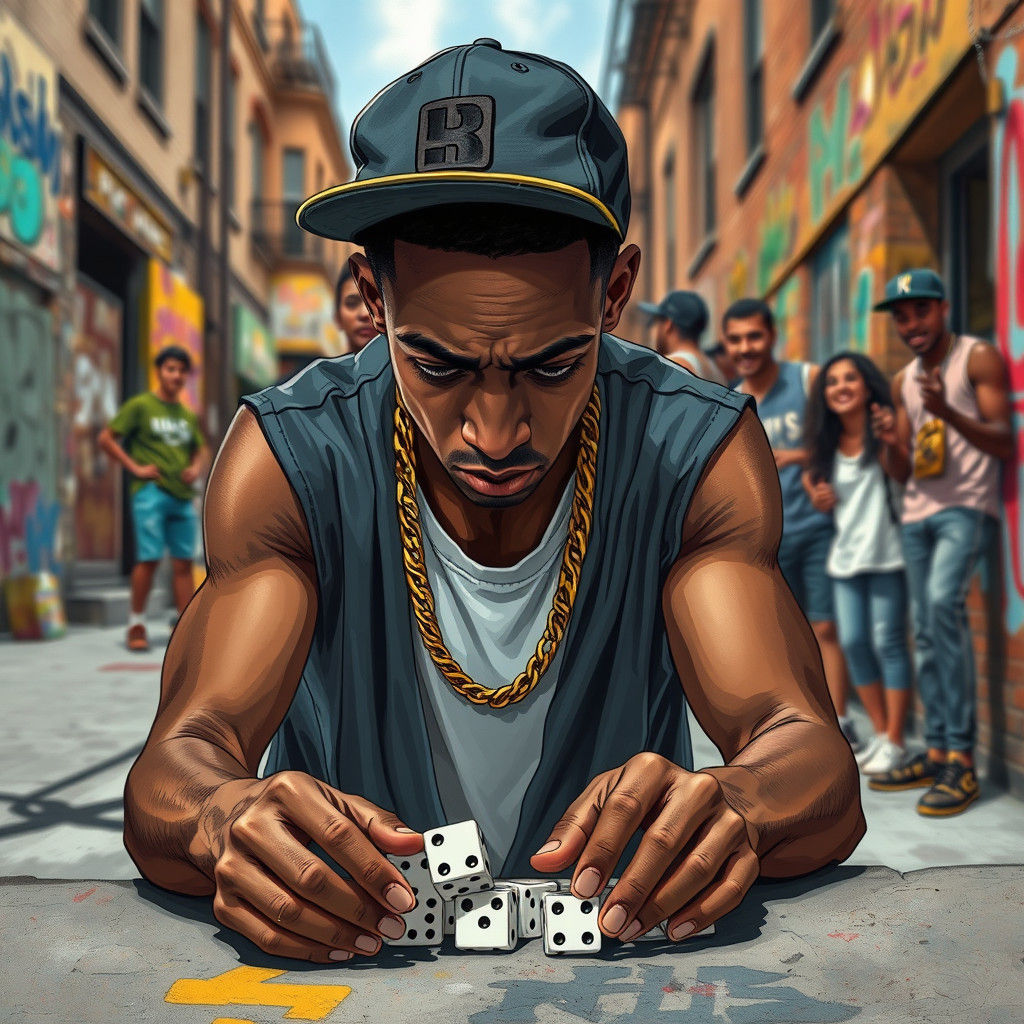 Gritty Urban Dice Game in Pop Art Style