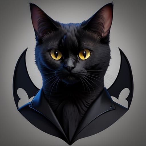 Whimsical Bat Cat Creature Illustration