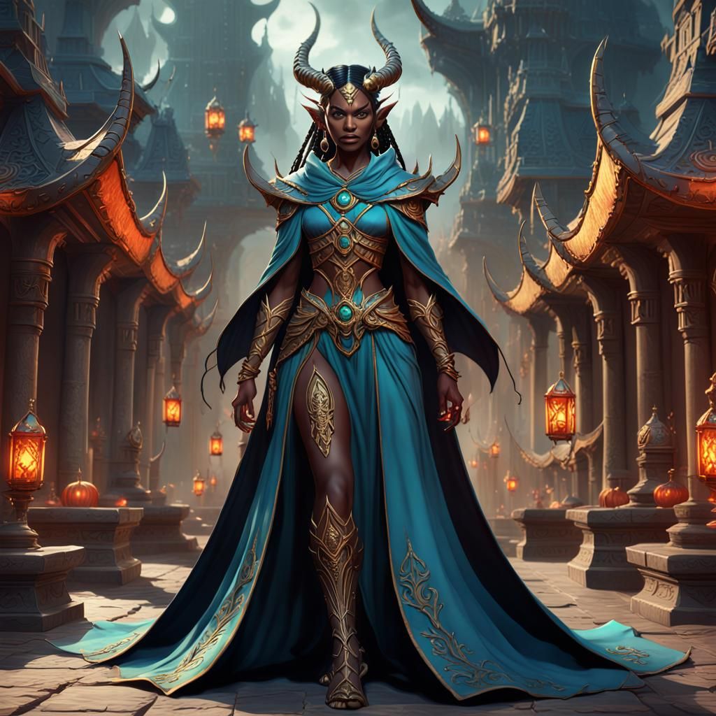 Demon Queen in Traveler's Robes: Fantasy Art