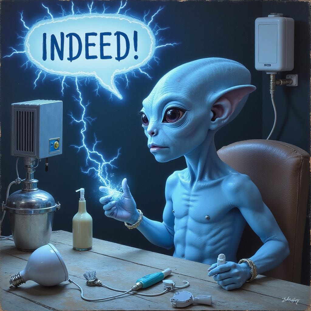 Surreal Alien Encounter with Electrical Appliances