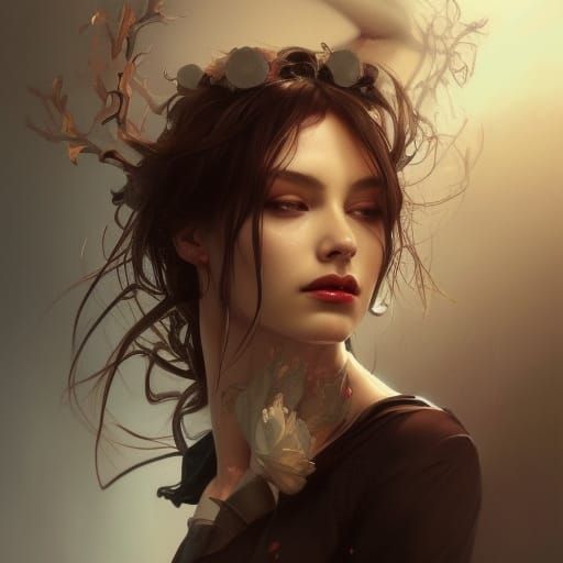 Macabre Beauty Portrait in Hyperdetailed Digital Art