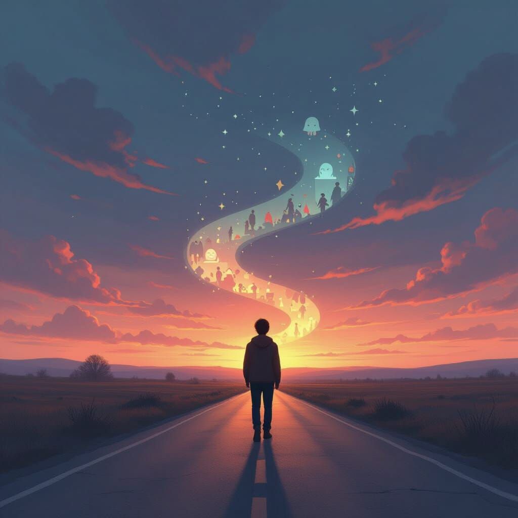 Twilight Road: Nostalgic Journey into the Past