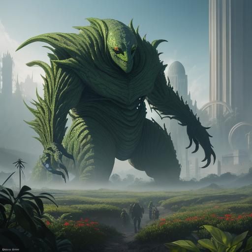 Giant Toxic Plant Creature in Detailed Matte Painting