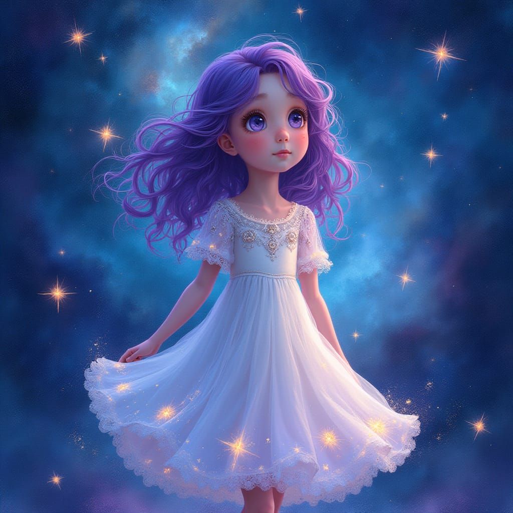 Galaxy Goddess in Vibrant Purple Hair