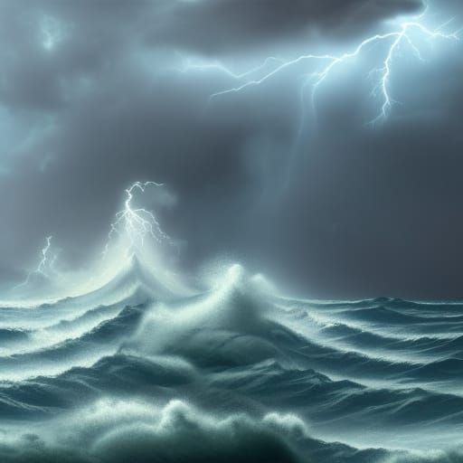 thunderstorm with lightning over the sea