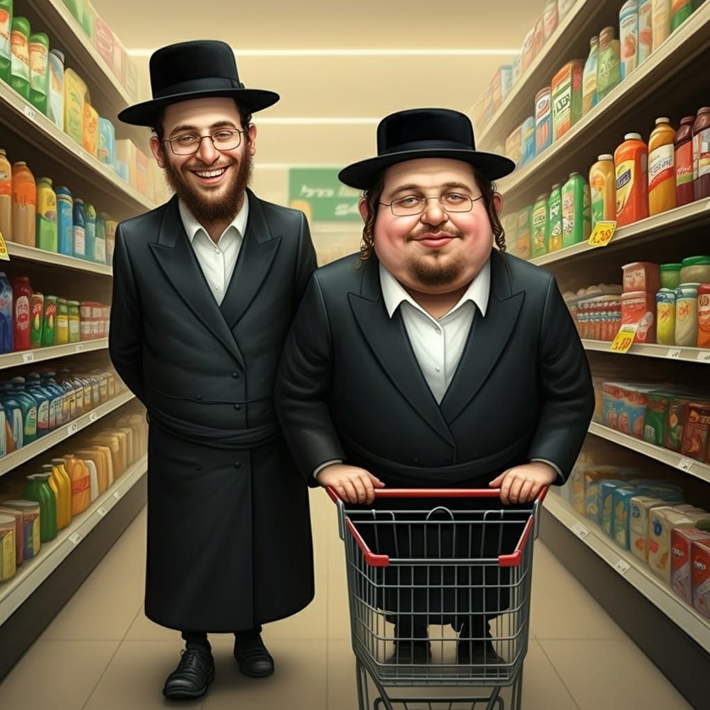 Handsome Ultra-Orthodox Jew and Friend Explore Supermarket T...