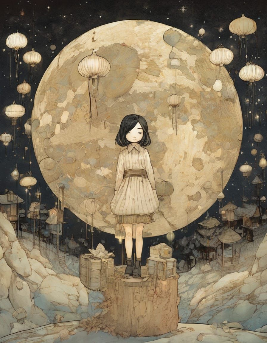 Vibrant Pop Art Portrait of a Girl in a Dreamlike Landscape