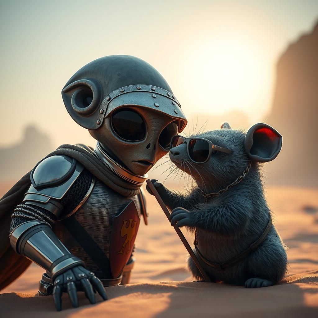 Surreal Encounter: Armored Alien and Blind Mole