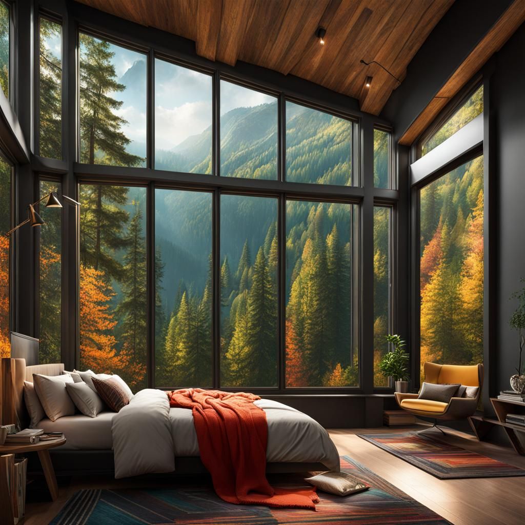 Hyperrealistic Forest Bedroom Concept Art