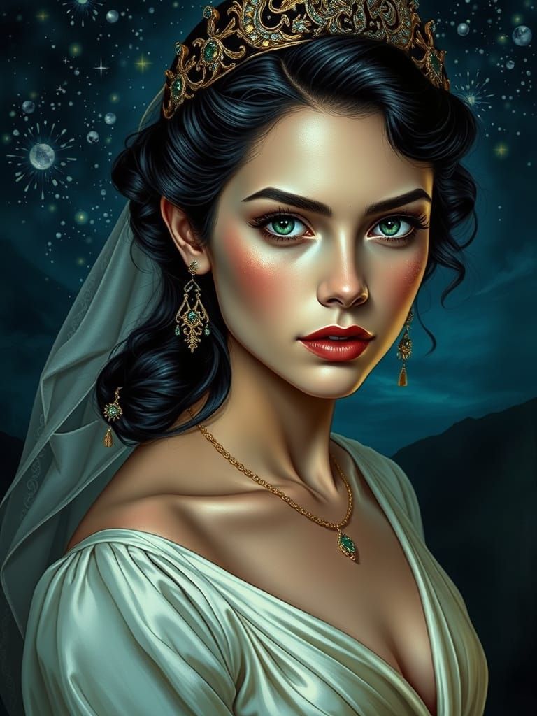 Ethereal Beauty in Emerald Eyes