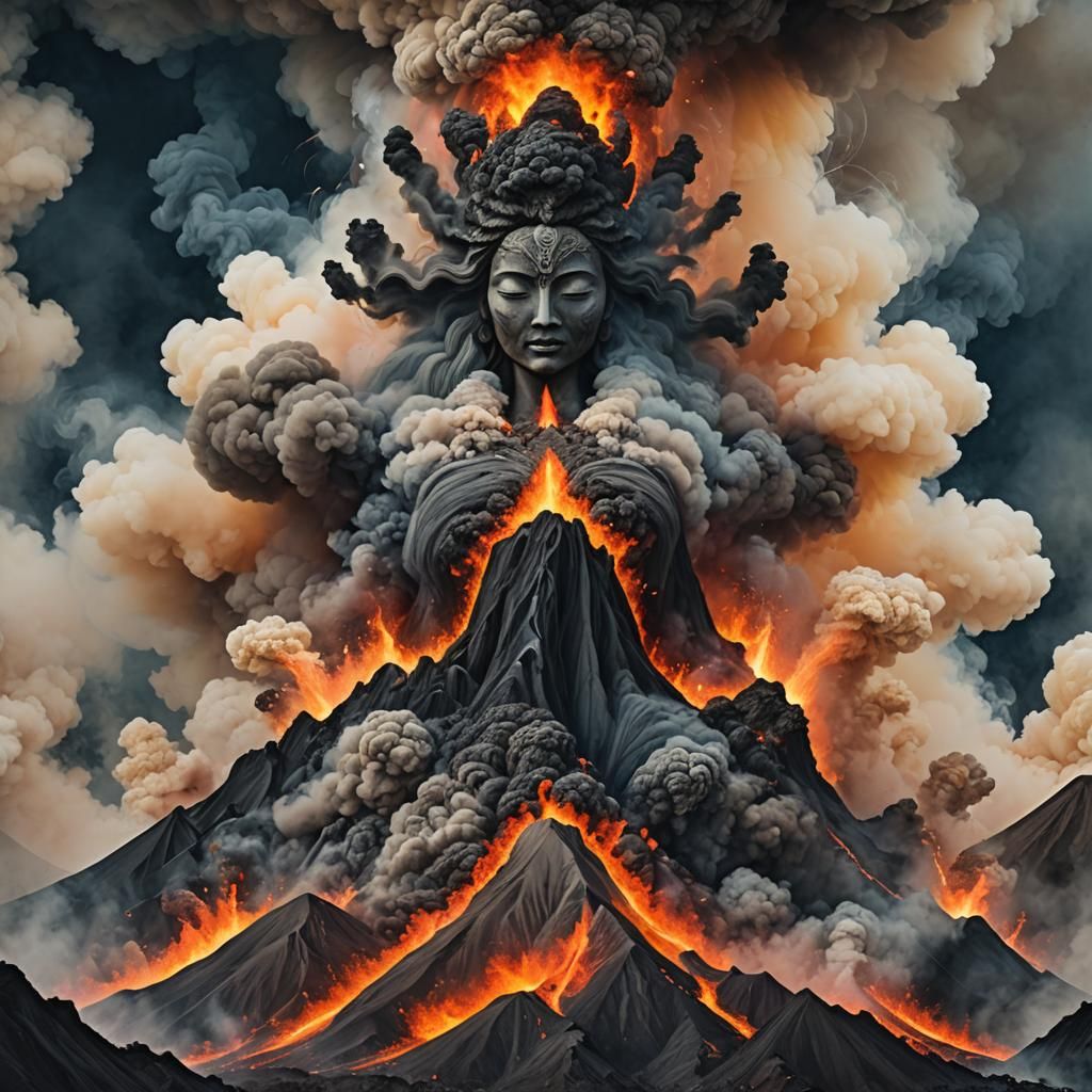 Volcanic Mother Earth: Abstract Goddess Eruption