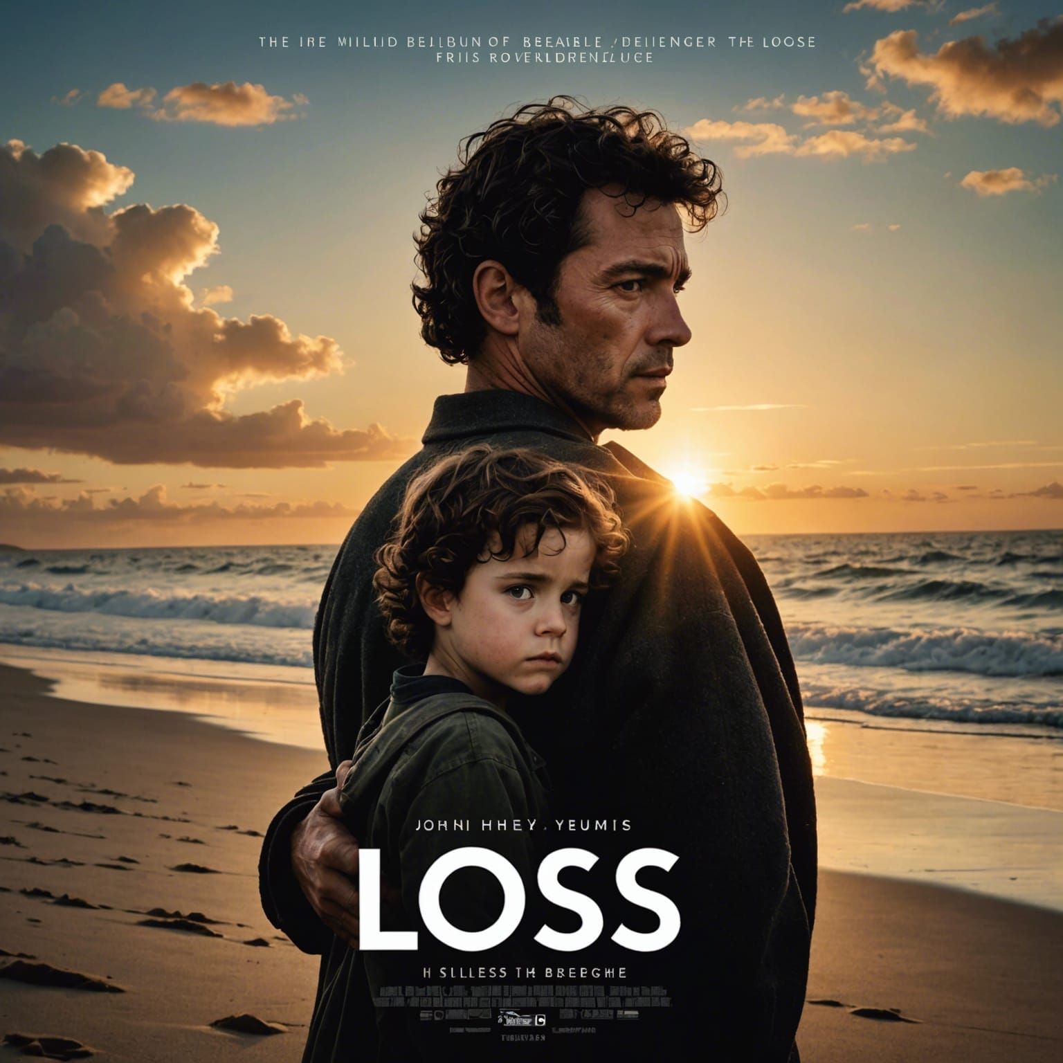 Movie Poster: Father's Loss on a Desolate Beach
